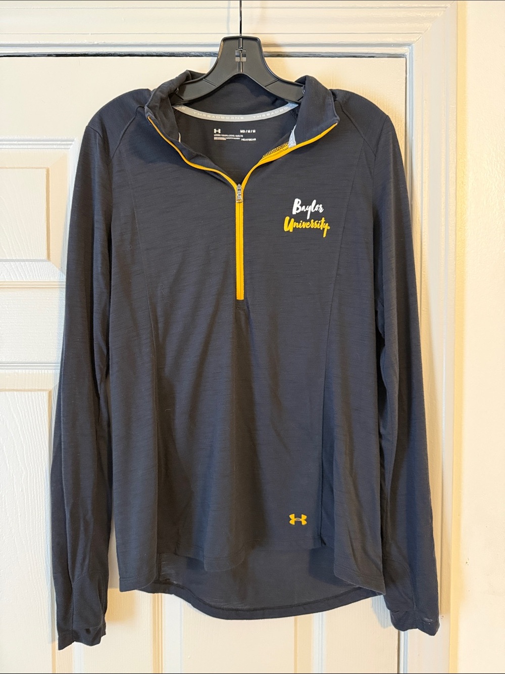 Under Armour Navy Half-Zip Pullover with Yellow Trim - Baylor University